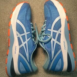 ASICS sneakers blue orange white gel-Nimbus 21 running shoes. Size 7.5